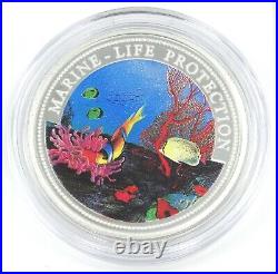 25g Silver Coin 1994 $5 Palau Color Proof Marine Life Protection
