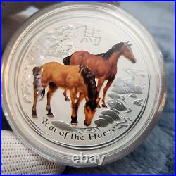 (5) Coins Mint Roll COLORIZED 2014-P Australia Year of the Horse (2 oz) Silver