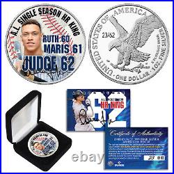 AARON JUDGE Yankees HR KING 2022 US 1 OZ. Silver American Eagle Coin S/N #62/62