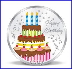 BIS Hallmarked Colorful Happy Birthday 999 Pure Silver Coin 50 gm