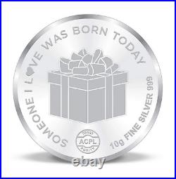 BIS Hallmarked Colorful Happy Birthday 999 Pure Silver Coin 50 gm