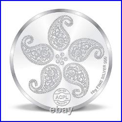 BIS Hallmarked Colorful Peacock Design Silver Coin 999 Purity 100 gm