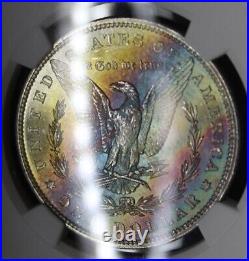 CAC 1880 Morgan Silver Dollar Graded NGC MS63? Rainbow Color Toned Coin