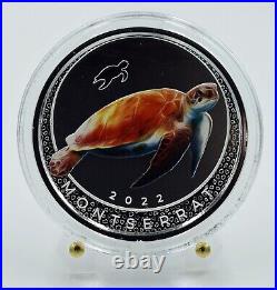 Caribbean 2022 Montserrat Sea Turtle 1 oz Silver Coin Proof Colored