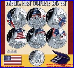 Deluxe AMERICAN FIRST Proof Quality Fine 999 Silver Clad Colorized Coin Set