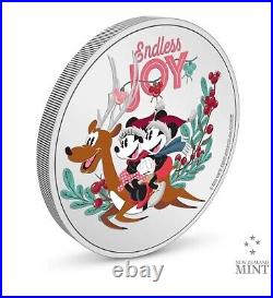 Disney Season's Greetings Endless Joy 1oz Silver Colorized Coin #76 COA SOLD OUT