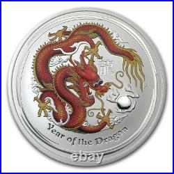 Perth Mint Australia Lunar Series II Coloured Dragon 2012 2 oz. 999 Silver Coin