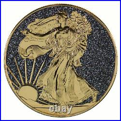 RARE (2001) 1 Oz American Eagle Colorized Coin. 999 Silver GOLD GILDED