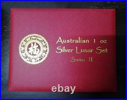 Set of 12 Australia Lunar Series II 2008-2019 1 oz Coloured Silver Coin withBox