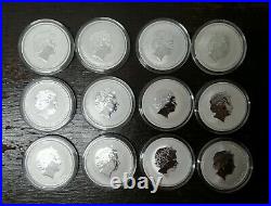Set of 12 Perth Mint Lunar Series II 2008-2019 1/2 oz Coloured Silver Coin