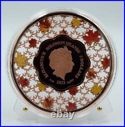 Solomon Islands 2023 35 Ann. Filigree Maple Leaf 2 Oz Silver Colored Coin