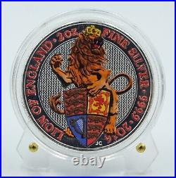 U. K. 2016 Queens Beasts The Lion of England 2 Oz Colored Silver Coin Rare