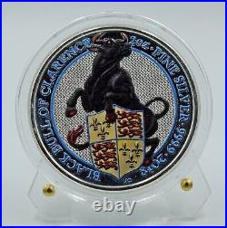 U. K. 2018 Queens Beasts Blackbull of Clarence 2 Oz Colored Silver Coin Rare