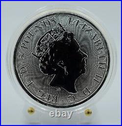 U. K. 2020 Queens Beasts White Lion of Mortimer 2 Oz Colored Silver Coin Rare
